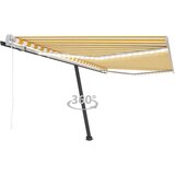 vidaXL Avtomatska tenda LED + senzor 450x300 cm rumena/bela Cene