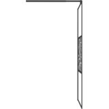 Pregrada za tuš s policom crna 90x195 cm staklo ESG i aluminij | shoptok.hr