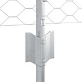 vidaXL Postovi za ograde 11 kom U-kanal 40 cm Galvanizirani čelik, Šesterokutna ograda 0.4x25 m Galvanizirani čelik | shoptok.hr