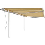 vidaXL Ročno zložljiva tenda s stebrički 4,5x3,5 m rumena in bela | Shoptok.si