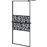  The Living Store Pregrada za tuš s polico črna 90x195 cm ESG steklo in aluminij - Stena Za Tuš, (21487583) | Shoptok.si