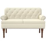  Ljubavni kauč s gumbima Krem 120 x 65 x 77 cm Umjetna koža | Eponuda.com