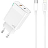 Jellico C107 hišni polnilec GaN QC / PD 45W vhod USB A in Type C s kablom Lightning - Original (EU Blister) - bel Cene