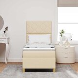  LED Box Spring Krevet s uzglavljem Krema 80 x 200 cm tkanina Slike