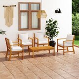 Maison Chic Seti vrtnega pohištva - Vrtna garnitura - Vrtni pohištvo set z blazinami 5-delna trden akacijev les, (21807777) | Shoptok.si