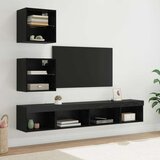TV stenske enote z LED 5 pcs Črna Orehovina Konstruiran les, (5000132256) | Shoptok.si