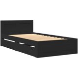 vidaXL Posteljni okvir z vzglavjem črn 90x200 cm inženirski les, (21304093) | Shoptok.si