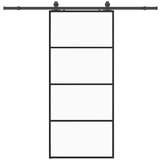 vidaXL drsna vrata z opremo črna 90x205 cm esg steklo, (21749553) | Shoptok.si