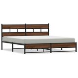 Metalni Kovinski posteljni okvir brez vzmetnice rjavi hrast 193x203 cm, (21608985) | Shoptok.si