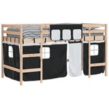  Dječji krevet na kat i zavjese crno-bijeli 80 x 200 cm borovina | shoptok.hr