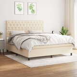  Krevet s oprugama i madracem krem 160x200 cm od tkanine Cijene