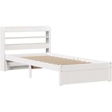  Posteljni okvir z vzglavjem bel 75x190 cm trdna borovina, (21304038) | Shoptok.si