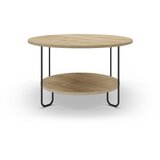 Marckeric Okrogla mizica z mizno ploščo v hrastovem dekorju v naravni barvi ø 80 cm Tonka – | Shoptok.si