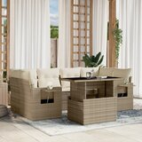 The Living Store Vrtna sedežna garnitura 7-delna z blazinami bež poli ratan - Vrtna Sedežna Garniture, (21478863) | Shoptok.si