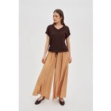 Marisse Brown V-Neck Blouse | Shoptok.si