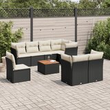 vidaXL 9-dijelni set vrtnih sofa s jastucima crni od poliratana | shoptok.hr