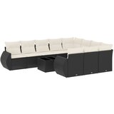  11-dijelni set vrtnih sofa od poliratana s jastucima crni | shoptok.hr