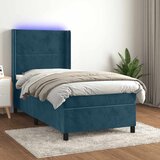 box spring s madracem LED tamnoplavi 100x200 cm baršun | shoptok.hr