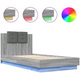 Maison Chic Posteljni okvir - Enojna postelja - Postelja za odrasle z vzglavjem in LED siva sonoma 75x190 cm, (21695552) Cene
