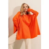 Bigdart 15783 Slit Poncho Sweater - Orange
