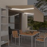 vidaXL avtomatska tenda s senčilom led + senzor 4x3 m krem | Shoptok.si