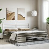  Metalni okvir kreveta uzglavlje i podnožje bijeli 200x200 cm | shoptok.hr