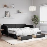  Dnevni krevet na razvlačenje s ladicama crni 90x200 cm tkanina | shoptok.hr
