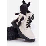 Kesi Leather insulated children's ankle boots with zipper with Vinceza bear white | shoptok.hr
