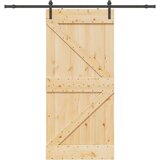 vidaXL Drsna vrata s kompletom vodil 90x210 cm trdna borovina | Shoptok.si