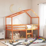  Visoka postelja s streho voščeno rjava 90x200 cm trdna borovina | Shoptok.si