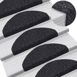  Prostirke za stepenice, samoljepljive, 15 kom, 65x21x4 cm, crne, poluokrugle, velike | shoptok.hr