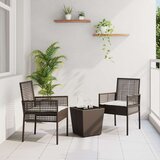  3-dijelni vrtni bistro set s jastucima smeđi poli ratan Cijene