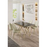 Hanah home Set Trpezarijski sto i 4 stolice, krem-crna | Eponuda.ba