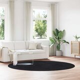 vidaXL Čupavi tepih s visokim vlaknima crni 240x240 cm poliester Cijene