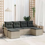 vidaXL 6-delna vrtna garnitura z blazinami svetlo siva poli ratan | Shoptok.si