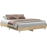 Maison Chic Posteljni okvir - Dvoposteljna postelja - Zakonska postelja brez vzmetnice hrast 150x200 cm inženirski les-J12051, (21772096) | Shoptok.si
