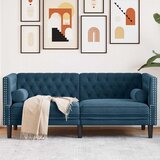  Chesterfield sofa s jastucima za 2 osobe, plavi baršun | shoptok.hr