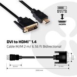 Club3d DVI Priključni kabel [1x Muški konektor DVI-D - 1x Muški konektor HDMI] 2 m Crna Cijene