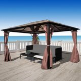 vidaXL Paviljon z zavesami rjave barve aluminij 400 x 300 cm Cene
