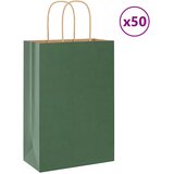 vidaXL Papirnate vrećice 50 kom s ručkama zelene 21x11x31 cm | shoptok.hr