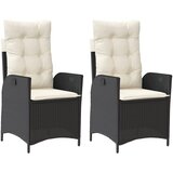  The Living Store Vrtni naslanjač 2 kosa z blazinami črn poli ratan - Vrtni Naslanjač, (21461725) | Shoptok.si
