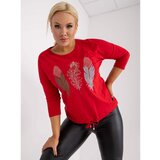 Fashion Hunters Red everyday plus size blouse with round neckline | Shoptok.si