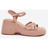 Boto Platform And Wedge Sandals Made Of Eco Suede Beige Nendal | shoptok.hr