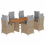  7-dijelni vrtni blagovaonski set od poliratana s jastucima bež | shoptok.hr