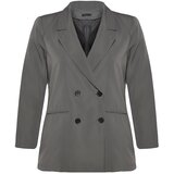 Trendyol Curve Plus Size Jacket - Gray - Oversize Cene