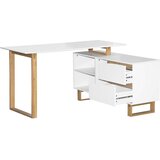 Venda kotna pisalna miza les, leseni material bela, barve hrasta | Shoptok.si