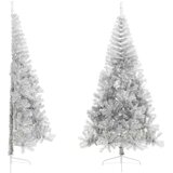  Umjetna polovica božićnog drvca sa stalkom srebrna 240 cm PET | shoptok.hr