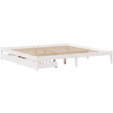 vidaXL Posteljni okvir s predali bel 200x200 cm trdna borovina, (21292492) Cene