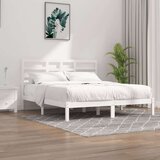  Posteljni okvir bel iz trdnega lesa 200x200 cm, (20647393) Cene