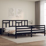 vidaXL Posteljni okvir z vzglavjem črn 200x200 cm trden les Cene